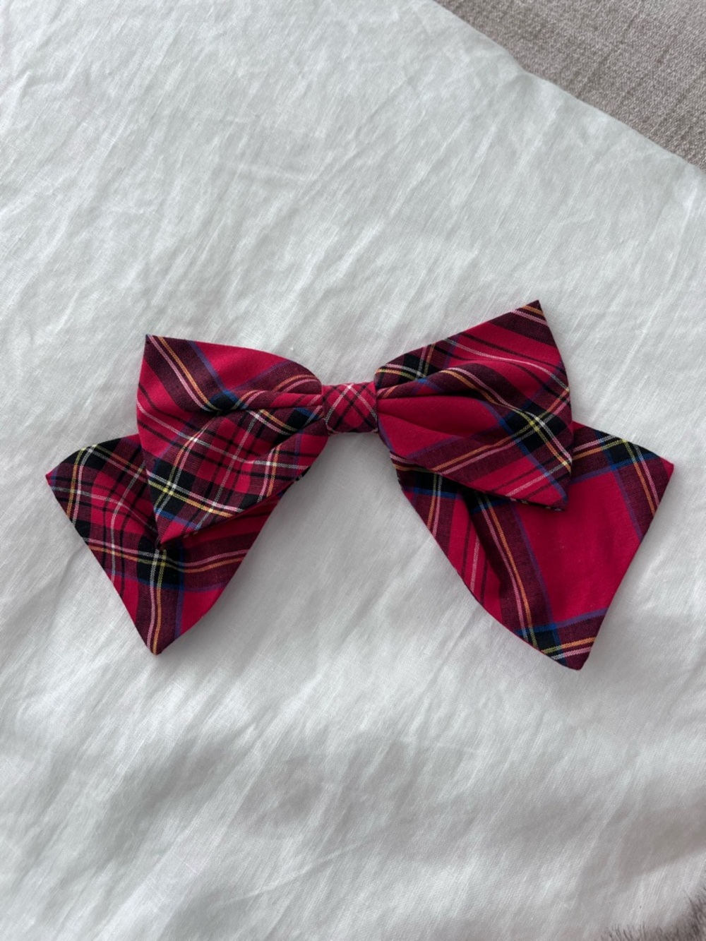 J. Crew Pink Red Plaid Bow Hair Clip